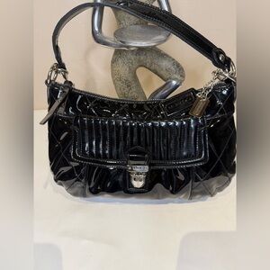 Coach Poppy Black Liquid Gloss Shoulder Bag With 2 Hangtags Quilting 2011 18671